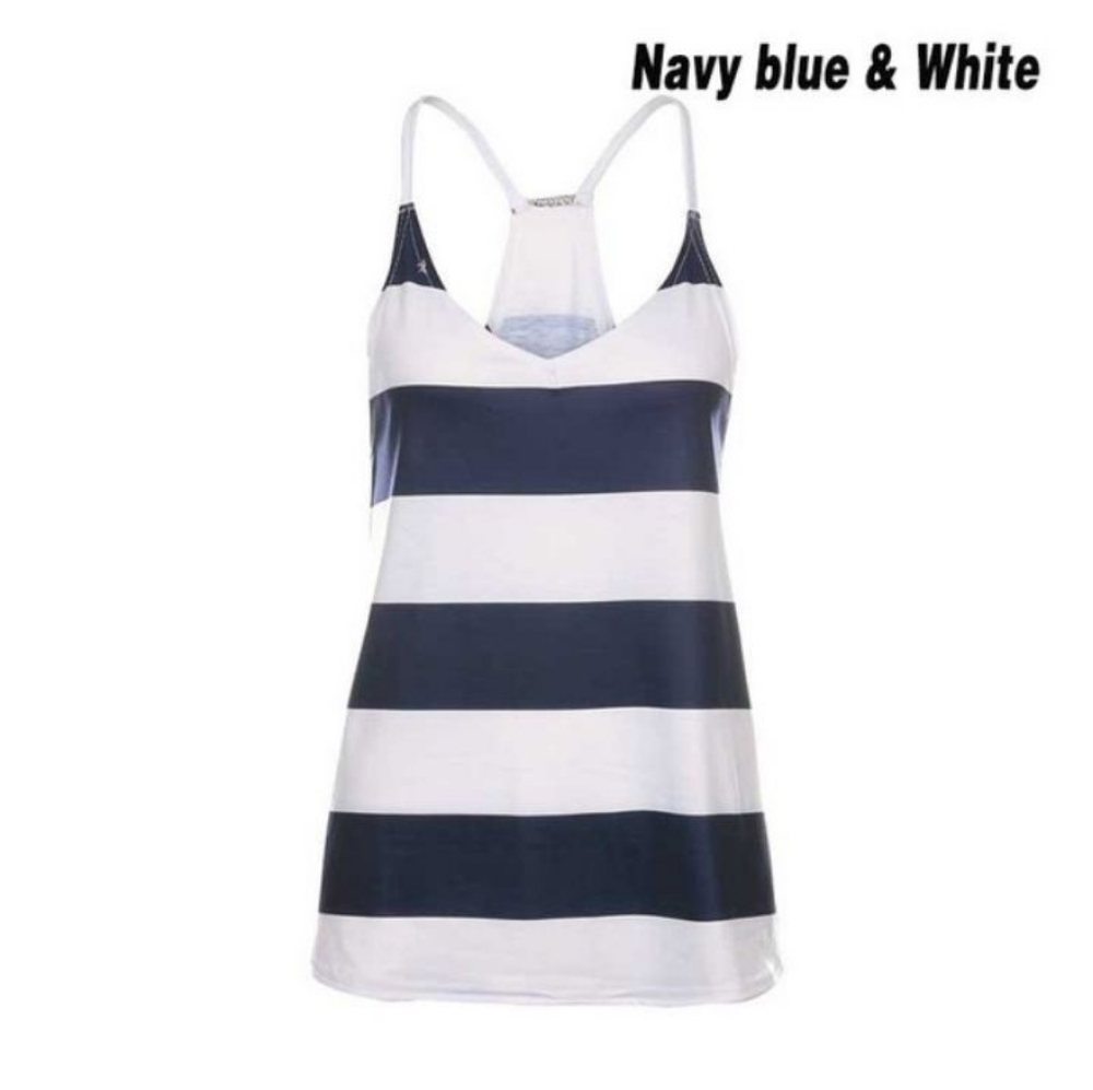Soft Nautical Striped V-Neck Tank Top - Picture 4 of 4
